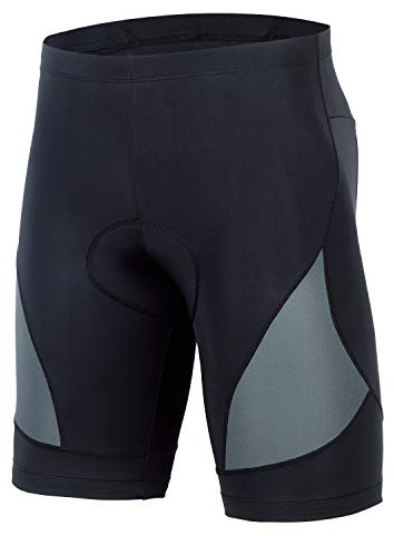 beroy Mens Padded Cycling Shorts with Pocket and Reflective Stripe Bike Bicycle Shorts Breathable Quick Dry(Grey,M)