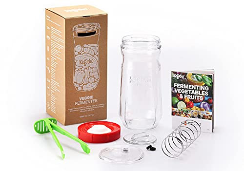 Kefirko Gemüse Fermentierglas Set | Gärglas für Gemüse, Sauerkraut, Kimchi, Früchten – BPA-frei, 1,4 Liter (Grün)