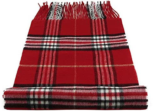 TigerTie Designer Schal in rot blutrot grau schwarz anthrazit grau weiss kariert - Stoff Cashmink - made in Germany