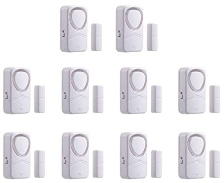 Mengshen Lot de 10 Alarmes De Porte De Fenêtre, Système De Sécurité Domestique à Capteur Magnétique, Carillon Antivol sans Fil avec 4 Modes De Fonctionnement, Batterie Incluse