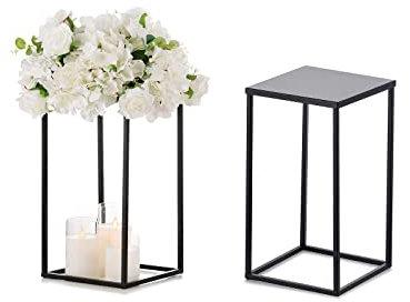 Sziqiqi 40 cm Centro Mesa Boda Negro - 2 Piezas Soporte de Flores Geométrico Alto Jarrones de Piso de Metal Centro de Mesa para Fiesta Cumpleaños Aniversario Recepción Baby Shower Compromiso