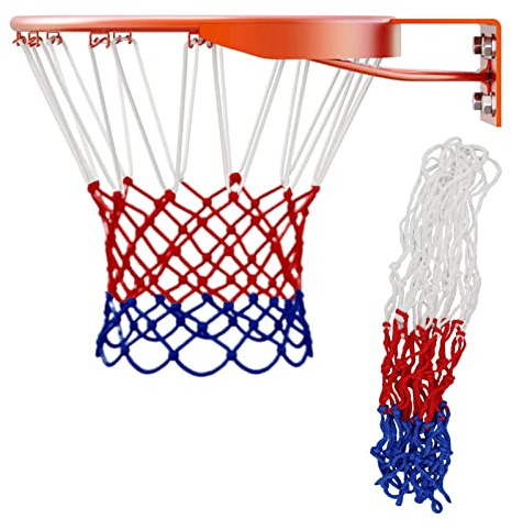 2pcs Tricolor Heavy Duty Net Replacements With 12 Loops - Weatherproof Sturdy Nylon Nets for Indoor Outdoor Basketball Training - Fits All Hoops
