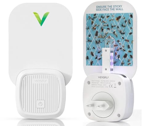 Fly Catcher Indoor, Fly Trap Indoor, (1 Device + 3 Refills) Fruit Fly Traps for Indoors, Gnat Traps for House Indoor, Bug Killer, Fly Trap, Plug in Light Flying Insect trap