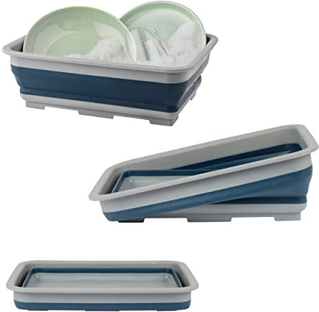 Beldray LA028404FEU7 zusammenklappbare Waschschüssel, Faltbare Geschirrwanne, platzsparende Kunststoff-Waschwanne, faltbares Waschbecken, Innen-/Außenbereich, einfache Aufbewahrung, Blau Spülwanne