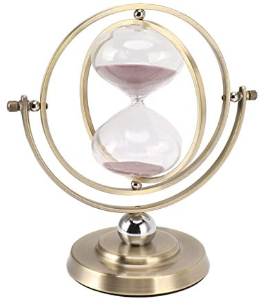 Globo Timer Clessidra 15/30 Minuti, Nordic Modern Sand Timer Orologio 720 ° Rotante, Metallo Ora Vetro Sandglass per la Casa, Scrivania, Arredamento da Ufficio (M 15 minuti)