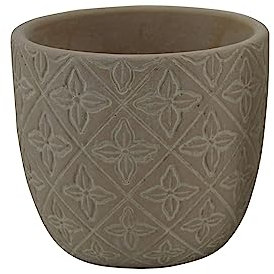 Briconess.com Vaso Tondo Piccolo da Esterno Giardino in Fibra di Argilla Decorata Marrone Bergenia