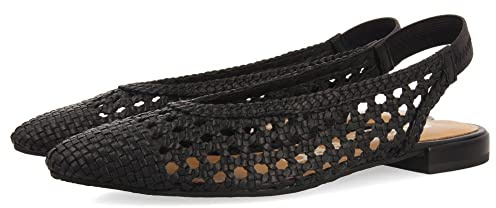 GIOSEPPO Ballerine Intrecciate in Pelle di Colore Nero per Donna Guatavita, Nero, 35 EU