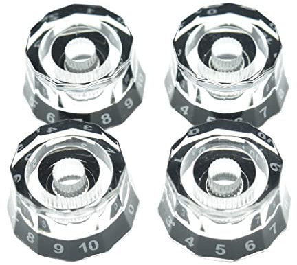 Dopro Set mit 4 metrischen 18 groben Lampenschirm-Stil Gitarre Knöpfe E-Gitarre Geschwindigkeitsregler für PRS/LP/SG/Les Paul klar mit Schwarz