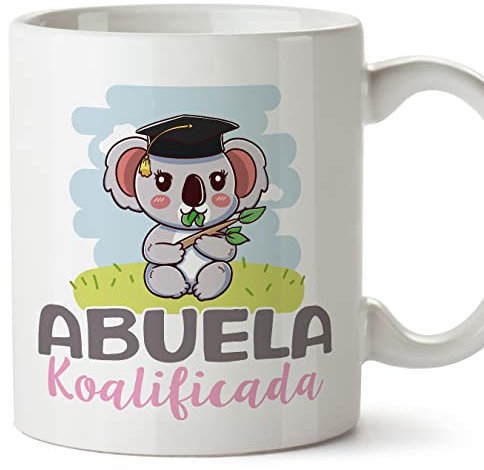 MUGFFINS Tazas para ABUELA - En Español - Koalificado/koalificada - 11 oz / 330 ml - Regalo original y divertido