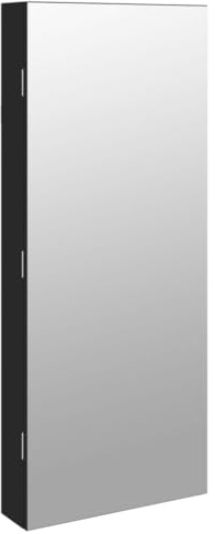 Armoire à bijoux avec miroir et éclairage LED mural noir
