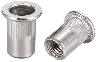 TA-VIGOR 30Pcs M8 Rivet Nuts, 304 Stainless Steel Knurled Flat Head Threaded Insert Nut Silver for Automotive Furniture