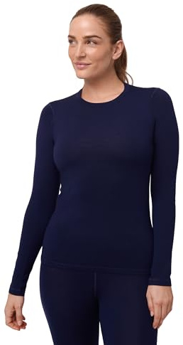 DANISH ENDURANCE Haut Thermique en Laine Merinos pour Femme, sous-Vêtements Thermiques. Couche de Base d'hiver, Bleu Marine Foncé, M