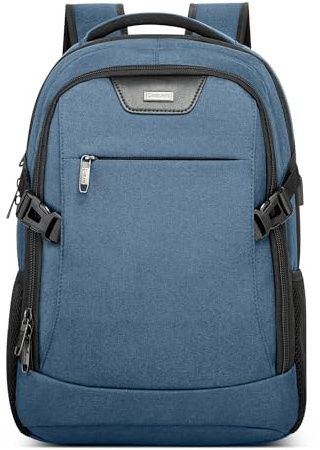 DEEVORCA Mode ryggsäck herr stöldsäker ryggsäck 15,6 tum laptopväska med USB-laddningsport college dagväska för affärsarbete resa pendling camping vardagsbruk vattentålig ryggsäck för män, BLÅ, L