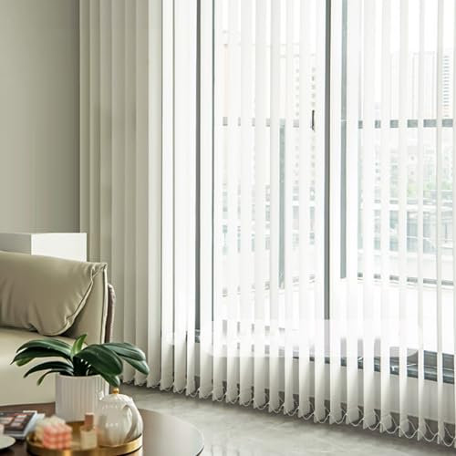NIANXINN Kit Complet Store à Lamelles Verticales,Store Verticaux en Tissu Occultant Blanc,Lattes Filtrant la Lumière,Pare-Soleil pour Bureau à Domicile,Personnalisab,Largeur x Hauteur (140 x 120cm)