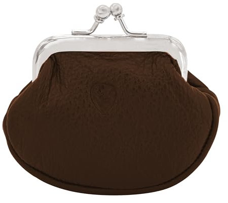 GERMANUS Geldbörse Baerbel mit Spangenverschluss, Portemonnaie für Damen aus Leder (Braun)