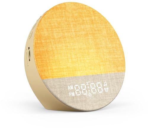 Dreamegg Sunrise Alarm Clock, White Noise Machine Wake Up Light, Khaki | 29 Sounds, 9 Colors Night Light, Snooze, Digital Display, for Baby, Kids, Adults, Bedside Gift, Sunrise 1