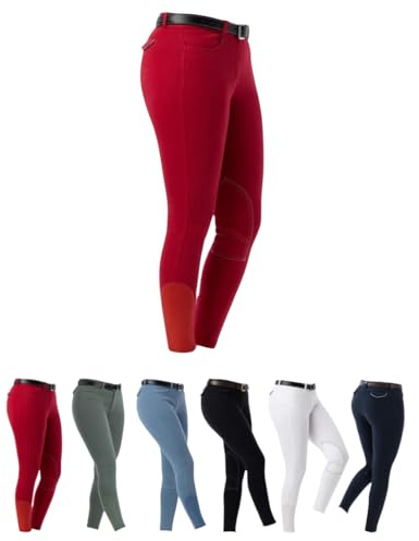 RIDING WORLD - Pantalones de equitación para mujer y niños Alexandrie | Pantalones de equitación con ribete en las rodillas de tela | con bolsillos delanteros | Leggings de equitación en seis colores