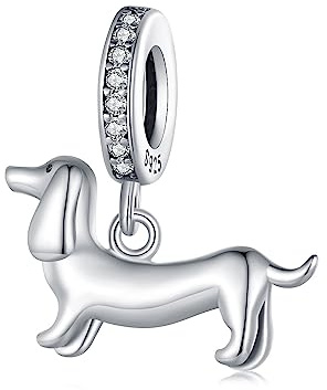Qings Chien Charms Chiot Argent Sterling 925 Puppy Beads Charmes Pendentif Chien Animaux Charme pour Bracelets Européens Colliers Bracelets Bijoux Breloques Cadeau pour Femmes Filles