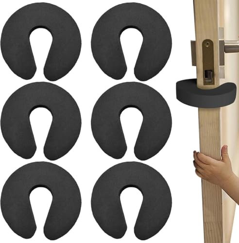 PLABBDPL 6 Stück Türstopper für Kinder, Schaumstoff-Türstopper Kindersicherheits-Fingerschaum-Türstopper, Türschloss Kinder-Türstopper, Schwarz