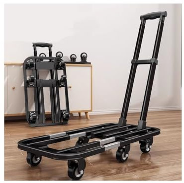 NJDQFA Chariot à Plateforme Pliable, Chariot Robuste, Chariot Mobile Pliable avec Roues pivotantes, idéal pour Transporter Les Essentiels du Quotidien,B 6 Wheel 63~73cm/24.8~28.7″