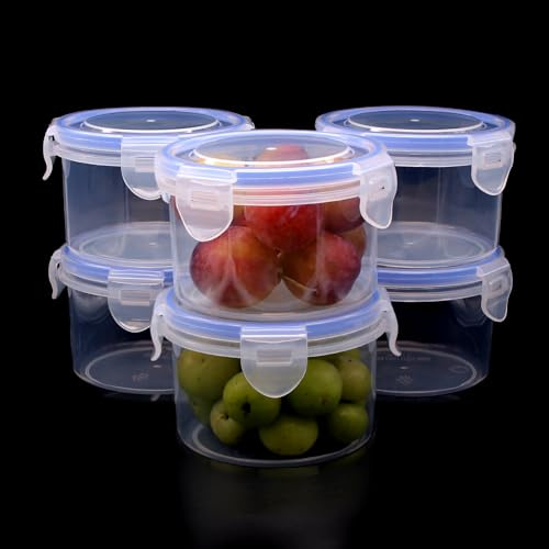 Piuluvor® 6 Pack Frischhaltedosen mit Deckel, 300ML Meal Prep Boxen Runde Dosen mit Deckel Gefrierdosen Klein Plastikschüssel Auslaufsicher Luftdicht Stapelfähig für Kühlschrank Gefriertruhe