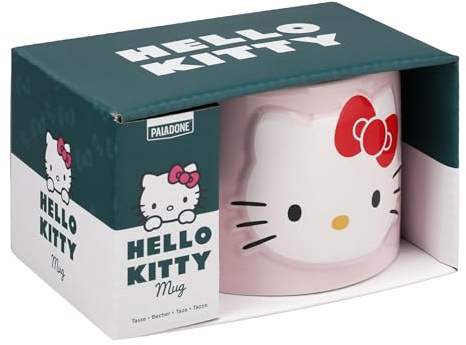 Paladone Hello Kitty - Tasse rose pastel - Sous licence officielle Sanrio - 400 ml - Grande tasse à café en céramique pour thé et chocolat chaud - Cadeau Kawaii pour filles, femmes, adolescents