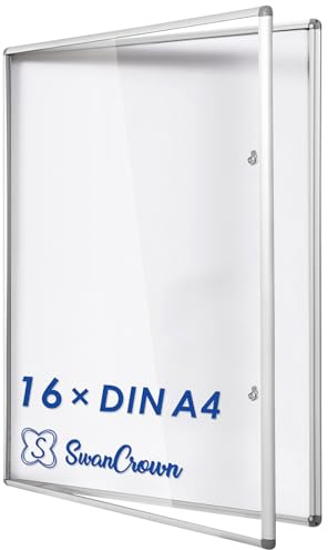 Swansea Tableau d'affichage 120 x 90 cm, Vitrine affichage avec un cadre en aluminium et porte en verre acrylique, Tableau affichage mural 16 x A4