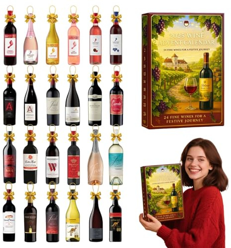 Calendrier de l'Avent 2025, calendrier de l'Avent 2025, 24 jours de Noël, un voyage quotidien de dégustation à travers les différentes saveurs des vins (1 pièce)