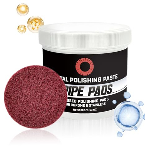 Crema Para Pulir Metales - Limpiador Y Eliminador De Rayaduras | Pulidor Para Metales Pesados - Para Eliminar Oxidación Y Decoloración De Aluminio, Cromo, Acero Inoxidable, Latón, Tubos, Pilas, Escape