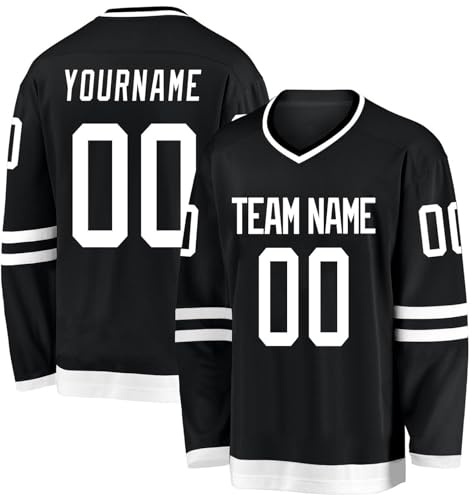 Maillot de Hockey Personnalisé Concevez Votre Maillot Hockey sur Glace Manches Longues Personnalisé avec Votre Nom/équipe/Numéro Personalised Training Clothing Noir