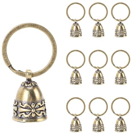 UPALDHOU Cloches en Cuivre Pures, Cloches Faites à la Main avec Corde de Jute et Anneaux Clés pour la Porte, Le Jardin, l'artisanat de Décoration de Noël, Les Projets de Bricolage de Mariage