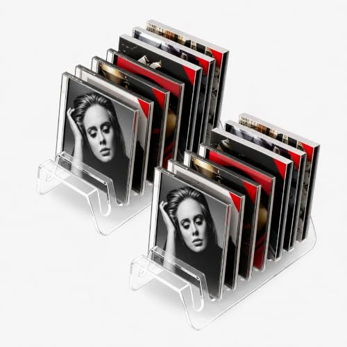 Bords-CD-hållare, CD-hållare, vinylhållare, transparent akrylskivhållare med 8 U-formade fack, arrangör och visningsställ för DVD-skivor för vinyl och album, perfekt för hem eller kontor