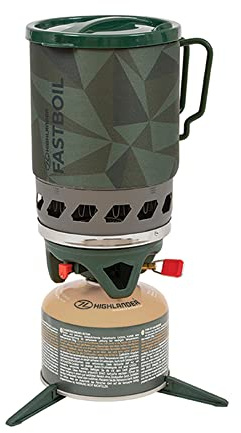 Highlander Blade Fastboil Camping Herd Mk3 Kompakter tragbarer Brenner mit 1,1 l Topf - Ideal für Camper, Wandern und Angeln (Olive)