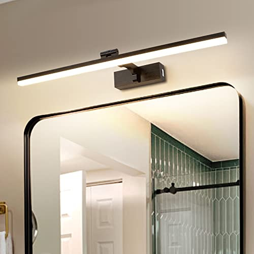MantoLite Luz de Espejo Con Temperatura de Color Regulable, 60CM 12W Interior Iluminación para Cuadros y Expositores,Negro Cepillado Aplique de Pared Baño Lámparas de pared LED Luces de Lectura