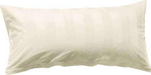 Erwin Müller Mako-Damast Zusatz-Kissenbezug, Kissenhülle Fürth mit Streifen Creme Größe 40x80 cm - temperaturausgleichend, Kochfest, mit Reißverschluss, 100% Baumwolle
