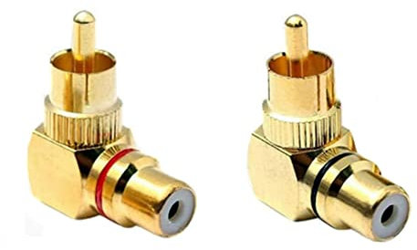GDQLCNXB Adattatore RCA maschio a femmina ad angolo retto per connessione subwoofer audio (confezione da 2)