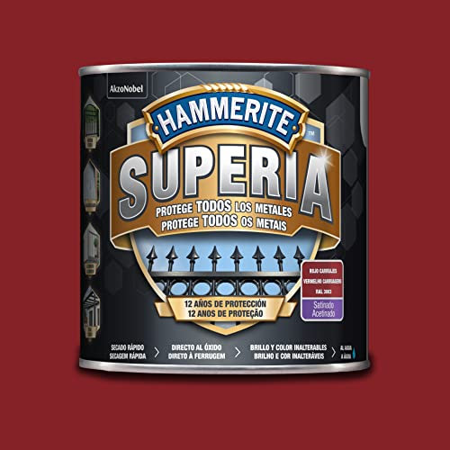 Hammerite Superia Esmalte antioxidante al agua Satinado Rojo carruajes 2,5 L