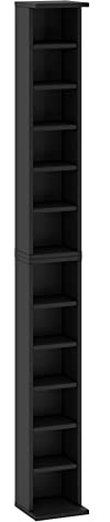 Target Home Étagère pour CD DVD Bibliothèque - Espace pour 102/204 CD ou 36/72 DVD/Blue Ray - Étagère de salon - Étagère à livres - Disponible en 4 couleurs (12 étagères, Noire)