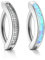 AllerPierce 2pcs 14G Bauchnabelpiercing Ring Clicker Piercing Bauchnabel Chirurgenstahl Bauchnabelringe Piercing CZ Opal Bananabells Körperschmuck für Damen Frauen(Silber)