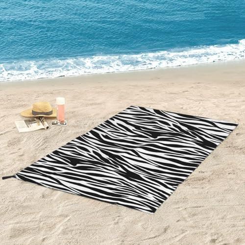 DENMER Schnell trocknendes Handtuch mit Zebramuster, super saugfähig und leicht, Mikrofaser-Handtuch für Outdoor-Abenteuer und Heimgebrauch