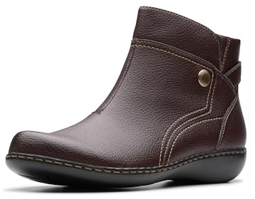 Clarks Collection Women's Ashland Mabel Ankle Boot, Dark Brown Tumbled Leather, 9 Medium US