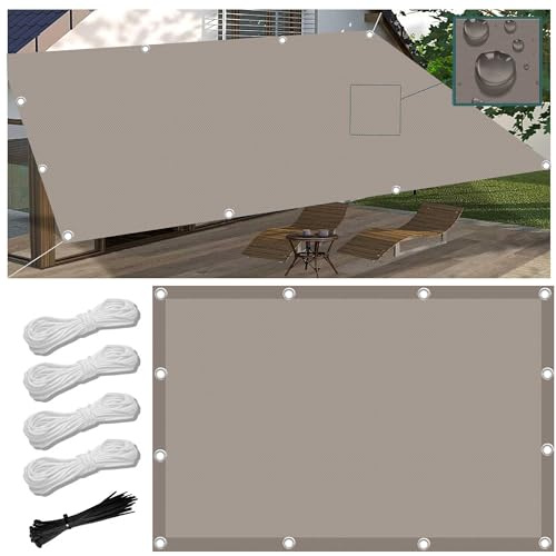 Toldo Vela de Sombra Rectangular 4x5M Impermeable Toldos Exterior Terraza Protección Rayos UV Resistente al Desgarro para Terraza Balcon Patio Exteriores Jardín con Ojales y Cuerdas de Fijación