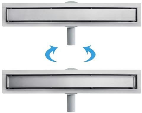 Acezanble Caniveau de Douche 2 en 1 360° siphonné avec Appareil désodorisant et Filtre à Cheveux, Drain de Sol 80cm