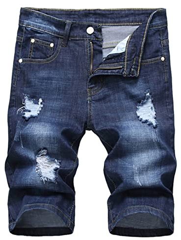 2024 Pantalones Cortos Vaquero Hombre Verano Casual Moda Jeans Trabajo Corta Pantalones Short Roto Deporte Jogging Pantalon Fitness Chandal Hombre Pantalones de Trekking Talla Grande Playa