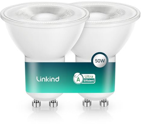 Linkind Ultraeffiziente GU10 LED Lampe, 2W ersetzt 50W, 4000K Neutralweiß mit Energieeffizienz-Label-A, Nicht Dimmbar Glühbirne 360Lm, 36° Abstrahlwinkel, Klasse-A GU10 LED Birne, 2 Stück