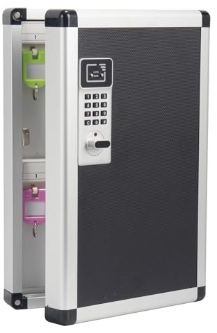 Glosen Key Cabinet, 24 Slots, Black/Code Lock, Wall-Mounted, Minimalist Style, Aluminium Frame, 21.5 x 6.5 x 33 Inches