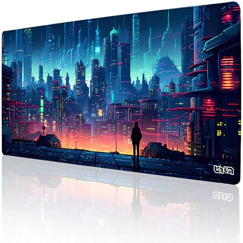 Tilt Schreibtischunterlage 100x50 cm Gaming Mauspad XXL | Rutschfester Mousepad Groß für Schreibtisch und PC Gadgets | Wasserdichter Desk Mat (Retro Cyberpunk)