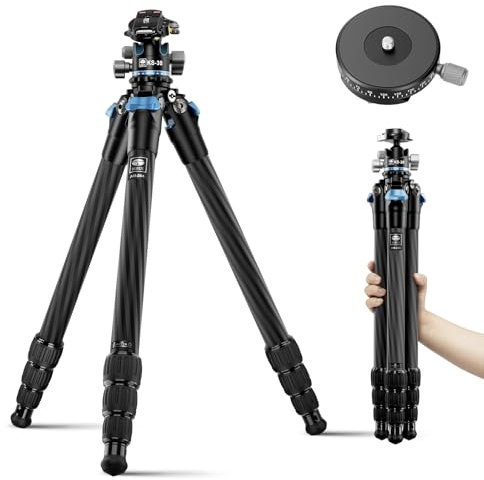 SIRUI 130cm Carbon Reisestativ AM-284 Fotostativ, Kompaktes Professionelles Stativ Kamera mit KS-30 Niedrigprofil-Kugelkopf, Schnellwechsel-System, Tragfähigkeit bis 15kg