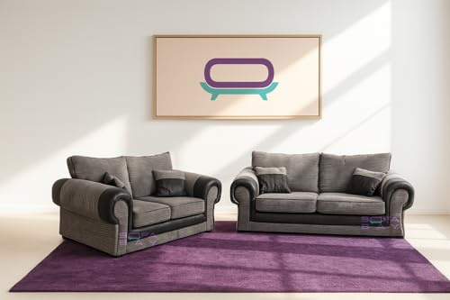 Tango Kingsize Sofa Range – Luxurious Living Room Furniture 3+2 Seater Sofa Set (GREY/BLACK, 3+2 Seater)