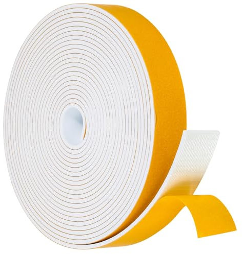 Joint d'étanchéité autocollant en caoutchouc pour portes, fenêtres, 20 mm (l) x 3 mm (D)/6 m (L) - Joint en mousse pour collision, isolation acoustique - Blanc